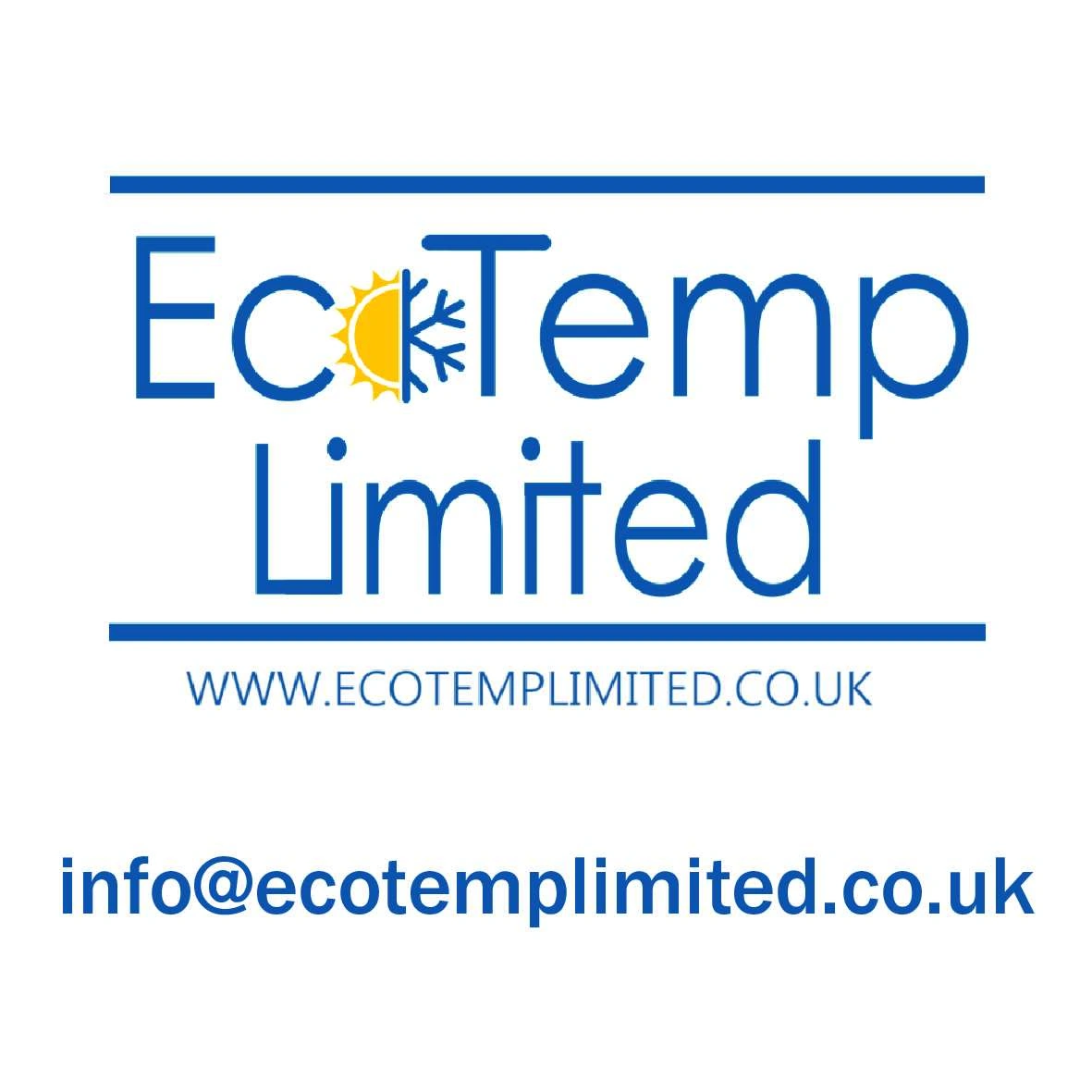 EcoTemp contact-label artwork with company website and email address