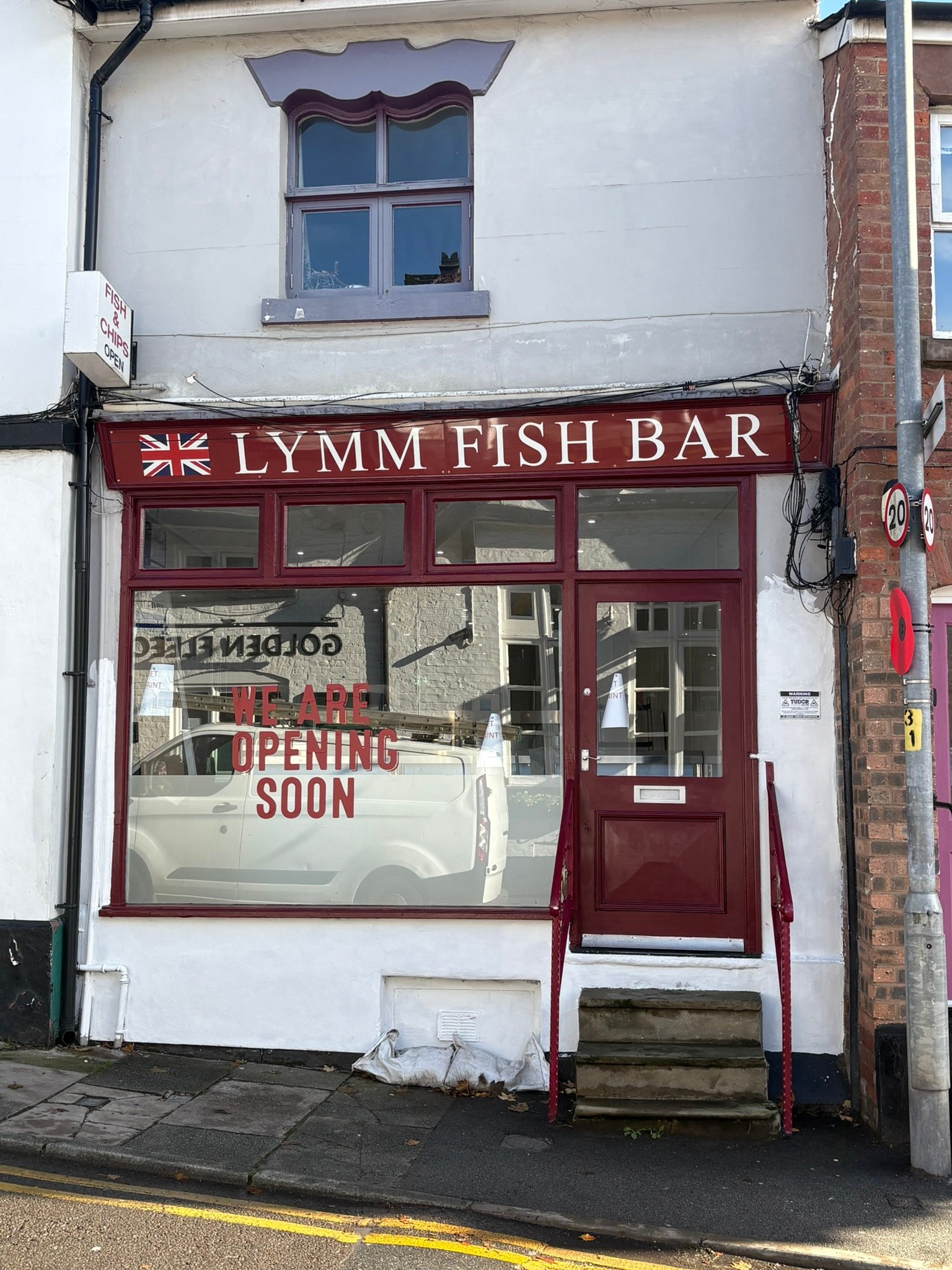 Lymm Fish Bar shopfront fascia signage, Lymm, Cheshire